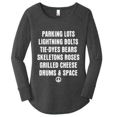 Parking Lots Lightning Bolts Tiedyes Bears Skeletons Roses Grilled Cheese Drums Women's Perfect Tri Tunic Long Sleeve Shirt