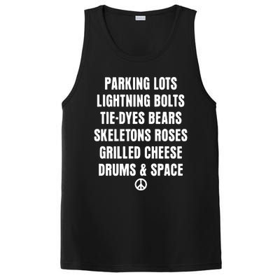 Parking Lots Lightning Bolts Tiedyes Bears Skeletons Roses Grilled Cheese Drums PosiCharge Competitor Tank