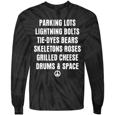 Parking Lots Lightning Bolts Tiedyes Bears Skeletons Roses Grilled Cheese Drums Tie-Dye Long Sleeve Shirt