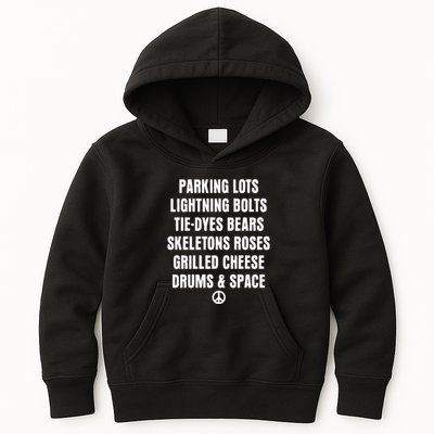 Parking Lots Lightning Bolts Tiedyes Bears Skeletons Roses Grilled Cheese Drums Kids Hoodie