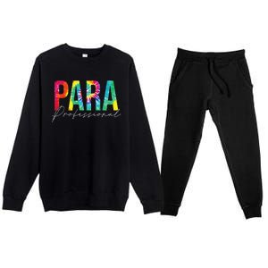 Paraprofessional Life Leopard 100 Day Last Day Of School Premium Crewneck Sweatsuit Set