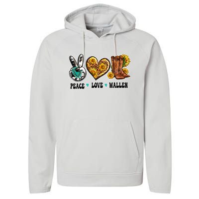 Peace Love Leopard Morgan Country Western Cowboy Boots Hat Performance Fleece Hoodie