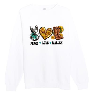 Peace Love Leopard Morgan Country Western Cowboy Boots Hat Premium Crewneck Sweatshirt