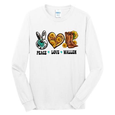 Peace Love Leopard Morgan Country Western Cowboy Boots Hat Tall Long Sleeve T-Shirt