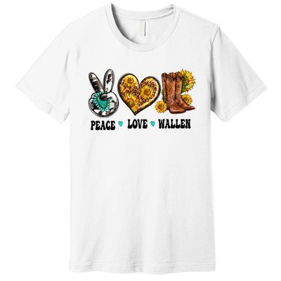 Peace Love Leopard Morgan Country Western Cowboy Boots Hat Premium T-Shirt