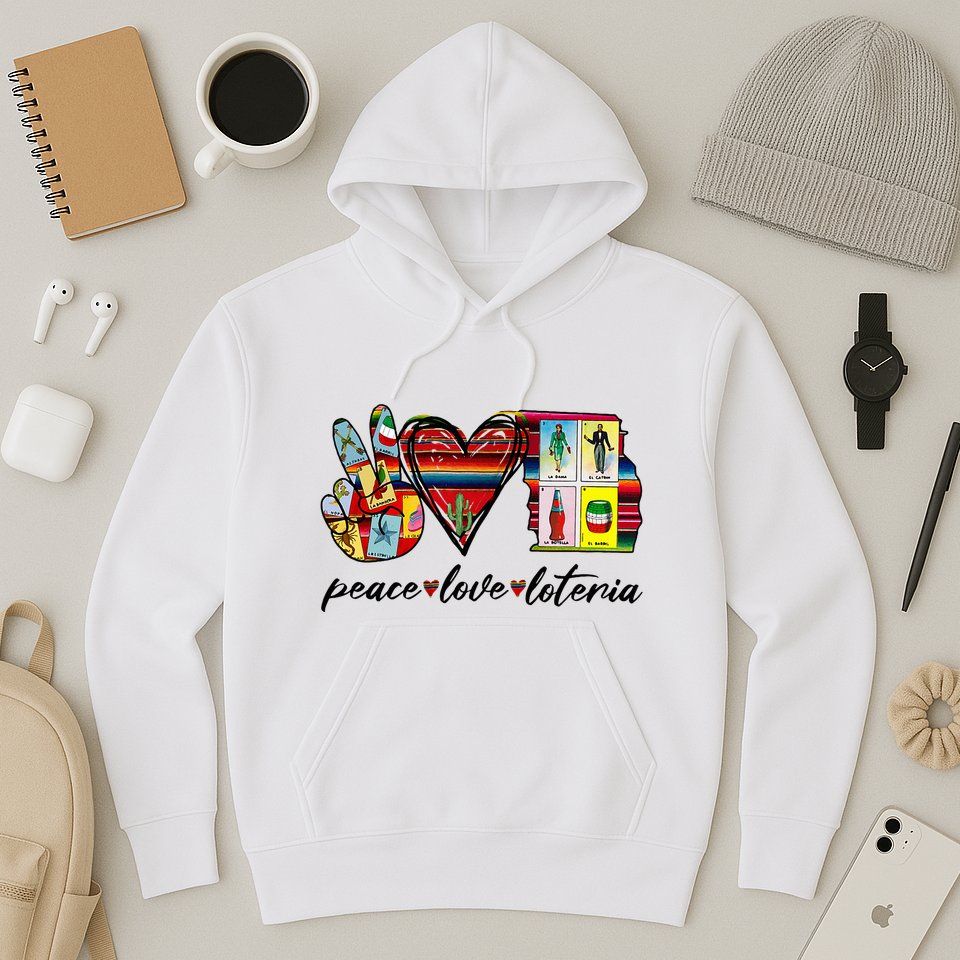 Peace Love Lottery Mexican Bingo Cards Latina Power Mexicana Hoodie