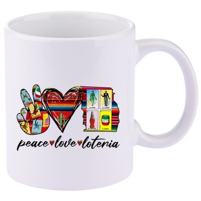 Peace Love Lottery Mexican Bingo Cards Latina Power Mexicana 11oz C Handle Ceramic Mug