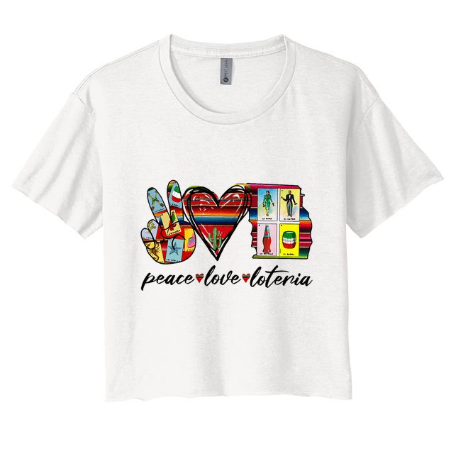 Peace Love Lottery Mexican Bingo Cards Latina Power Mexicana Women's Crop Top Tee