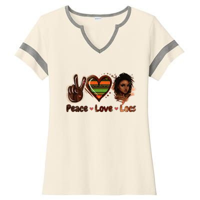 Peace Love Locs Black Women Melanin Dreadlocks Afro Hair Ladies Halftime Notch Neck Tee