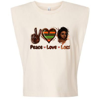 Peace Love Locs Black Women Melanin Dreadlocks Afro Hair Garment-Dyed Women's Muscle Tee