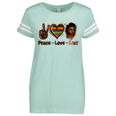 Peace Love Locs Black Women Melanin Dreadlocks Afro Hair Enza Ladies Jersey Football T-Shirt