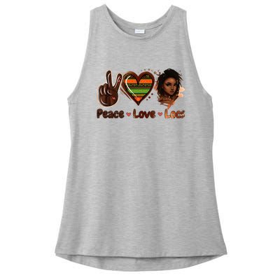 Peace Love Locs Black Women Melanin Dreadlocks Afro Hair Ladies PosiCharge Tri-Blend Wicking Tank