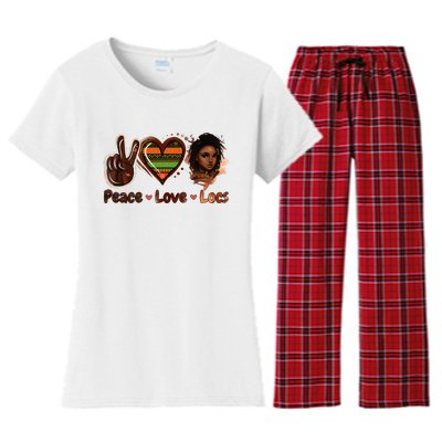 Peace Love Locs Black Women Melanin Dreadlocks Afro Hair Women's Flannel Pajama Set