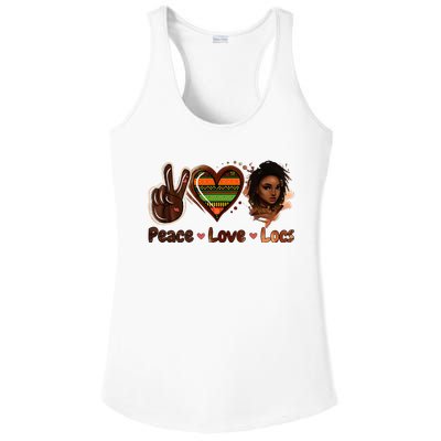 Peace Love Locs Black Women Melanin Dreadlocks Afro Hair Ladies PosiCharge Competitor Racerback Tank