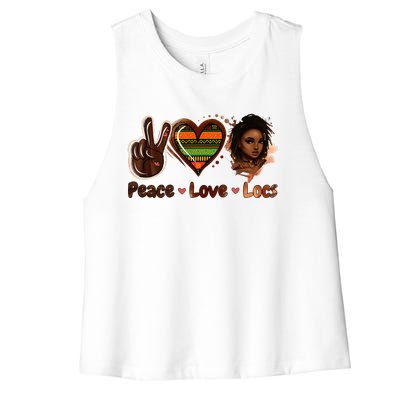 Peace Love Locs Black Women Melanin Dreadlocks Afro Hair Women's Racerback Cropped Tank