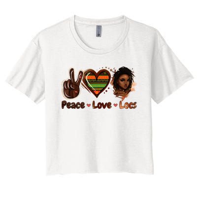 Peace Love Locs Black Women Melanin Dreadlocks Afro Hair Women's Crop Top Tee