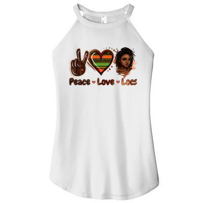 Peace Love Locs Black Women Melanin Dreadlocks Afro Hair Women's Perfect Tri Rocker Tank