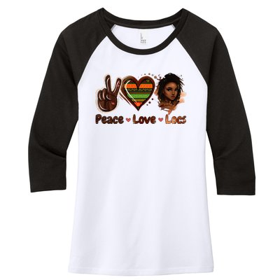 Peace Love Locs Black Women Melanin Dreadlocks Afro Hair Women's Tri-Blend 3/4-Sleeve Raglan Shirt