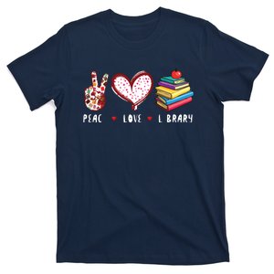 Peace Love Library Librarian Books Reading Gifts Men Women T-Shirt