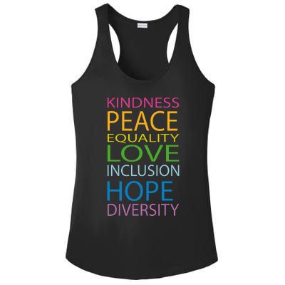 Peace Love Lgbt Glbt Kindness Hope Equal Inclusion Diversity Ladies PosiCharge Competitor Racerback Tank