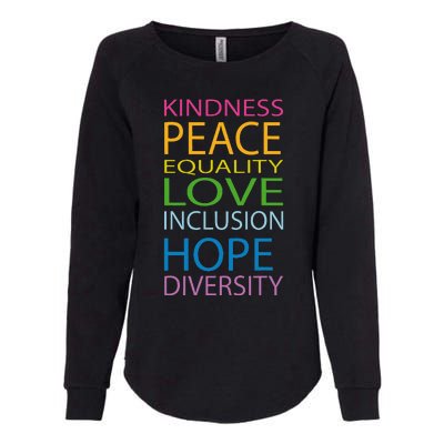 Peace Love Lgbt Glbt Kindness Hope Equal Inclusion Diversity Womens California Wash Sweatshirt