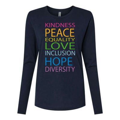 Peace Love Lgbt Glbt Kindness Hope Equal Inclusion Diversity Womens Cotton Relaxed Long Sleeve T-Shirt