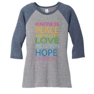 Peace Love Lgbt Glbt Kindness Hope Equal Inclusion Diversity Women's Tri-Blend 3/4-Sleeve Raglan Shirt