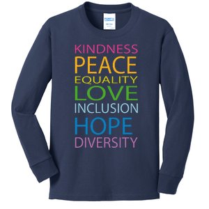 Peace Love Lgbt Glbt Kindness Hope Equal Inclusion Diversity Kids Long Sleeve Shirt