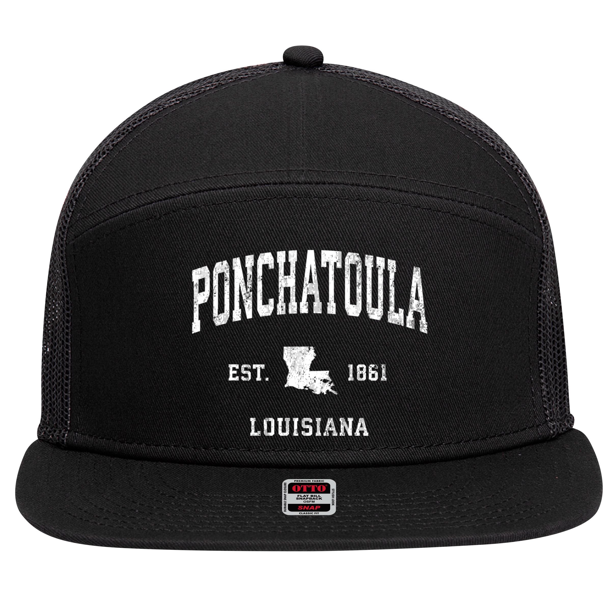 Ponchatoula Louisiana La Vintage Athletic 7 Panel Mesh Trucker Snapback Hat
