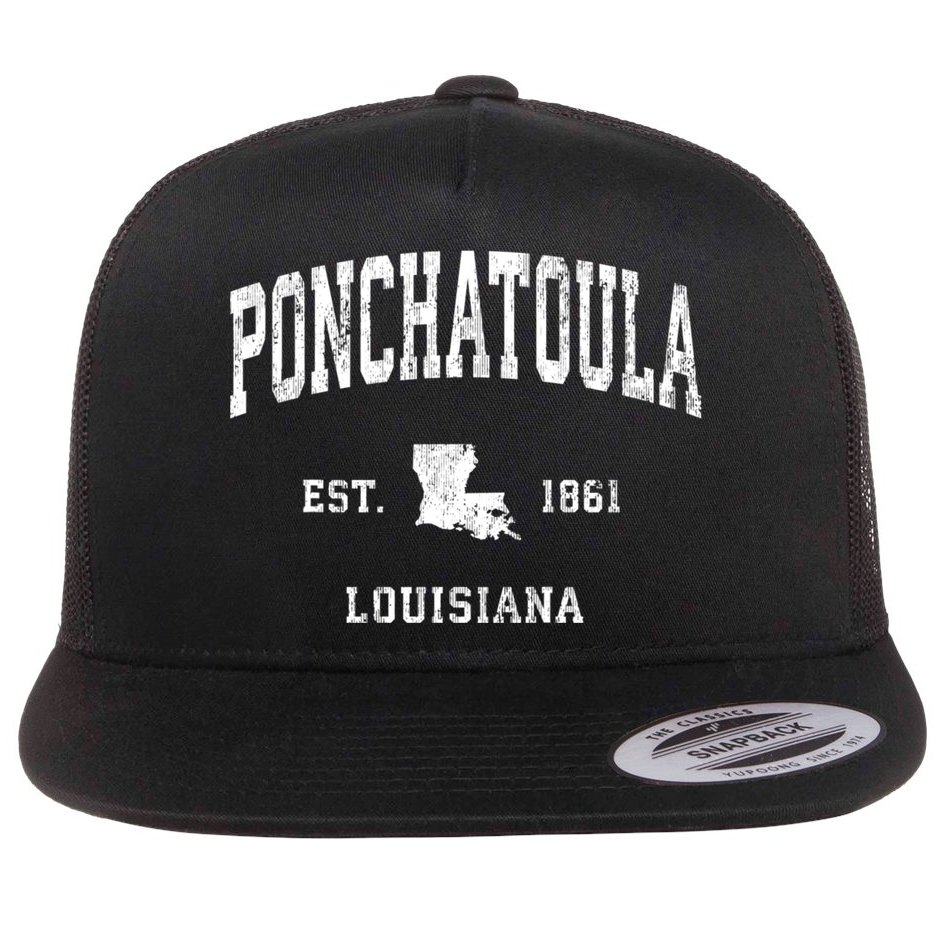 Ponchatoula Louisiana La Vintage Athletic Flat Bill Trucker Hat