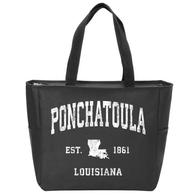 Ponchatoula Louisiana La Vintage Athletic Zip Tote Bag