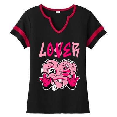 Pink Loser Lover Pink Drip Heart Matching Ladies Halftime Notch Neck Tee