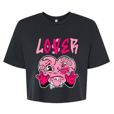 Pink Loser Lover Pink Drip Heart Matching Bella+Canvas Jersey Crop Tee