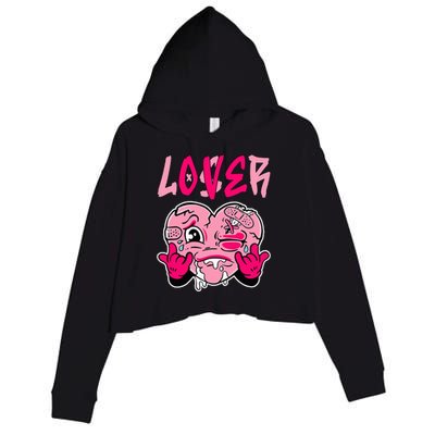 Pink Loser Lover Pink Drip Heart Matching Crop Fleece Hoodie