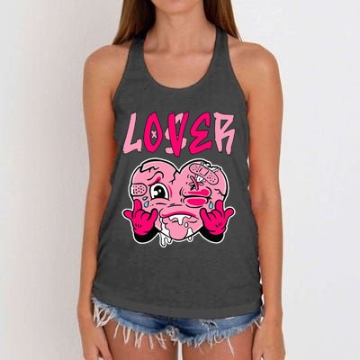 Pink Loser Lover Pink Drip Heart Matching Women's Knotted Racerback Tank