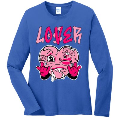 Pink Loser Lover Pink Drip Heart Matching Ladies Long Sleeve Shirt