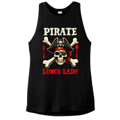 Pirate Lunch Lady Costume Skull Horror Pirate Funny Job Team Ladies PosiCharge Tri-Blend Wicking Tank