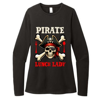 Pirate Lunch Lady Costume Skull Horror Pirate Funny Job Team Womens CVC Long Sleeve Shirt