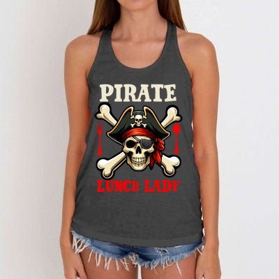 Pirate Lunch Lady Costume Skull Horror Pirate Funny Job Team Women's Knotted Racerback Tank