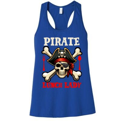 Pirate Lunch Lady Costume Skull Horror Pirate Funny Job Team Women's Racerback Tank