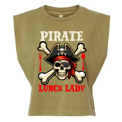 Pirate Lunch Lady Costume Skull Horror Pirate Funny Job Team Garment-Dyed Women's Muscle Tee