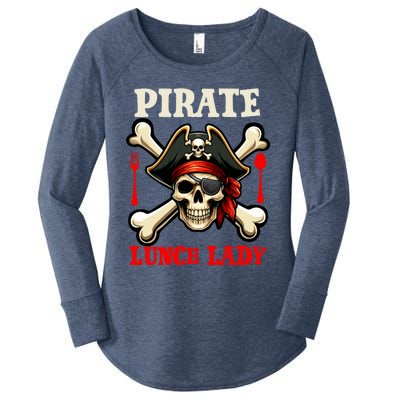 Pirate Lunch Lady Costume Skull Horror Pirate Funny Job Team Women's Perfect Tri Tunic Long Sleeve Shirt