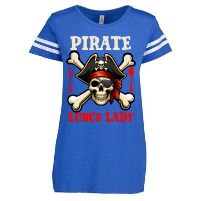 Pirate Lunch Lady Costume Skull Horror Pirate Funny Job Team Enza Ladies Jersey Football T-Shirt