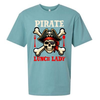 Pirate Lunch Lady Costume Skull Horror Pirate Funny Job Team Sueded Cloud Jersey T-Shirt