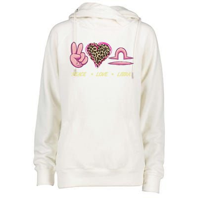 Peace Love Libra Zodiac Sign Horoscope Gift Womens Funnel Neck Pullover Hood