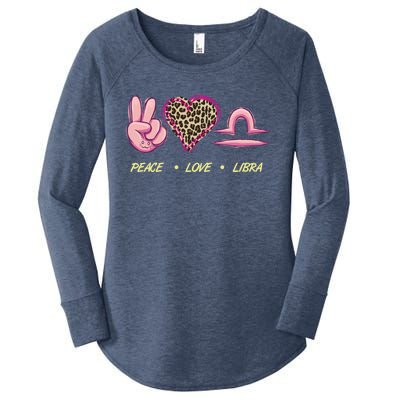 Peace Love Libra Zodiac Sign Horoscope Gift Women's Perfect Tri Tunic Long Sleeve Shirt