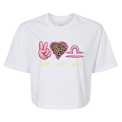 Peace Love Libra Zodiac Sign Horoscope Gift Bella+Canvas Jersey Crop Tee