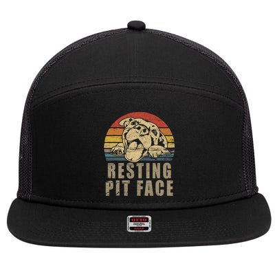 Pitbull Love Meaningful Gift I Love My Pit Retro Vintage Resting Pit Face Meanin 7 Panel Mesh Trucker Snapback Hat