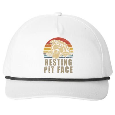 Pitbull Love Meaningful Gift I Love My Pit Retro Vintage Resting Pit Face Meanin Snapback Five-Panel Rope Hat