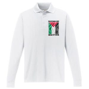 Palestinian Lives Matter Free Palestine Flag Palestinian Performance Long Sleeve Polo